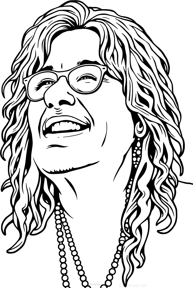 Janis Joplin Portrait coloring page for kids