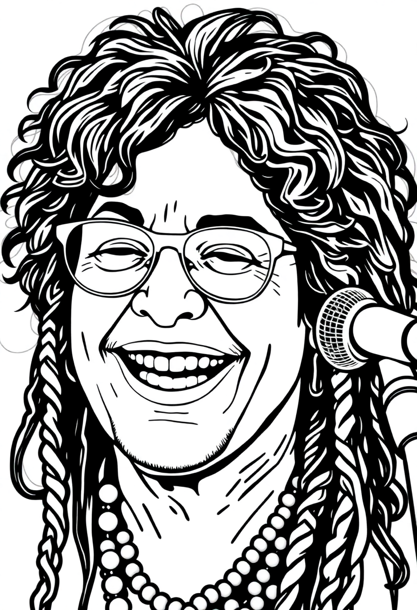 Janis Joplin Portrait coloring page, free printable