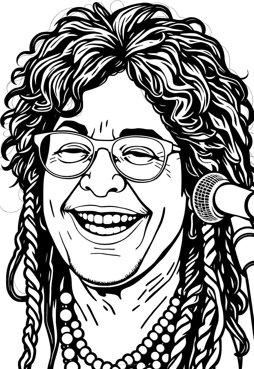 Janis Joplin Portrait coloring page for kids