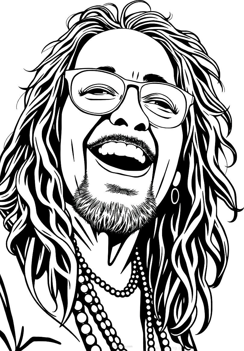 Janis Joplin Portrait coloring page for kids