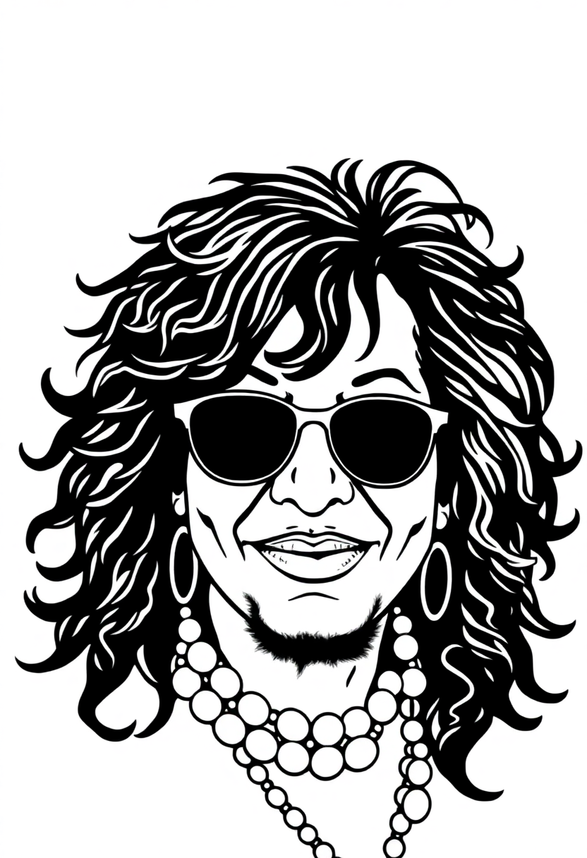 Janis Joplin Portrait coloring page, free printable
