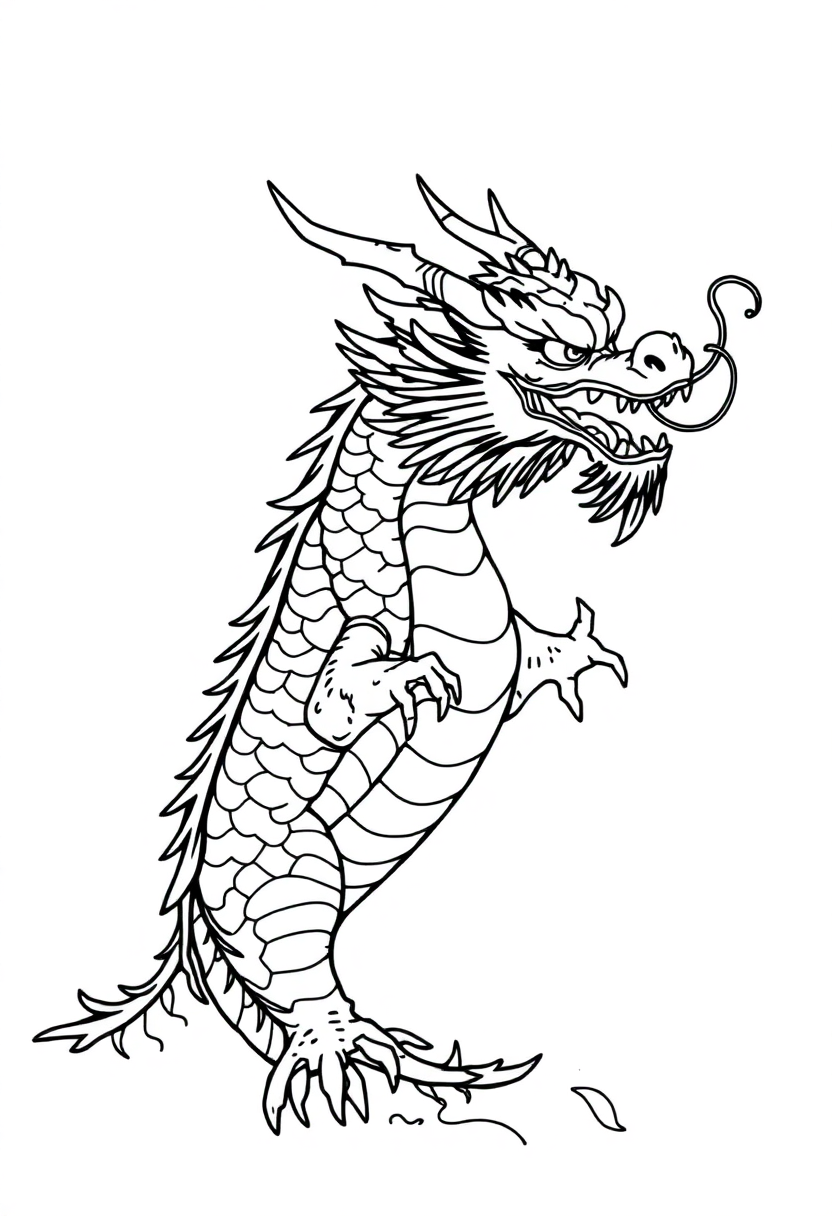 Japanese Dragon coloring page, free printable