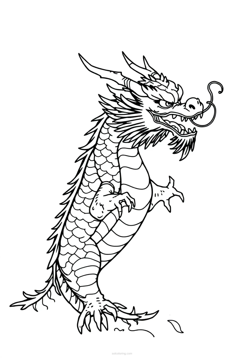 Japanese Dragon coloring page for kids