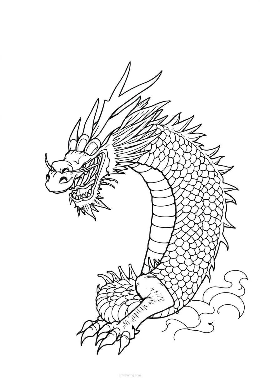 Japanese Dragon coloring page for kids