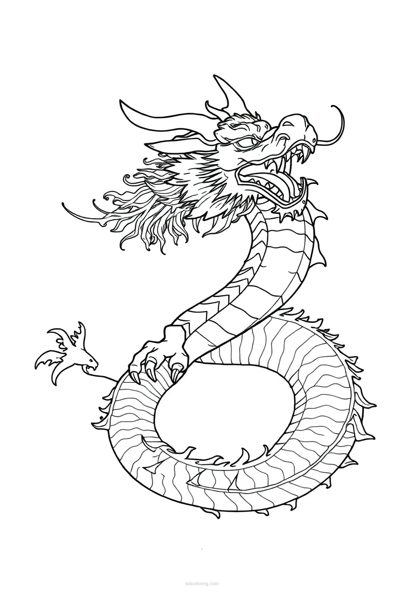 Japanese Dragon coloring page for kids