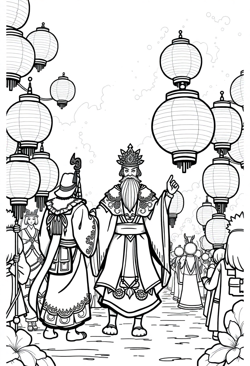 Japanese Lantern Festival coloring page, free printable