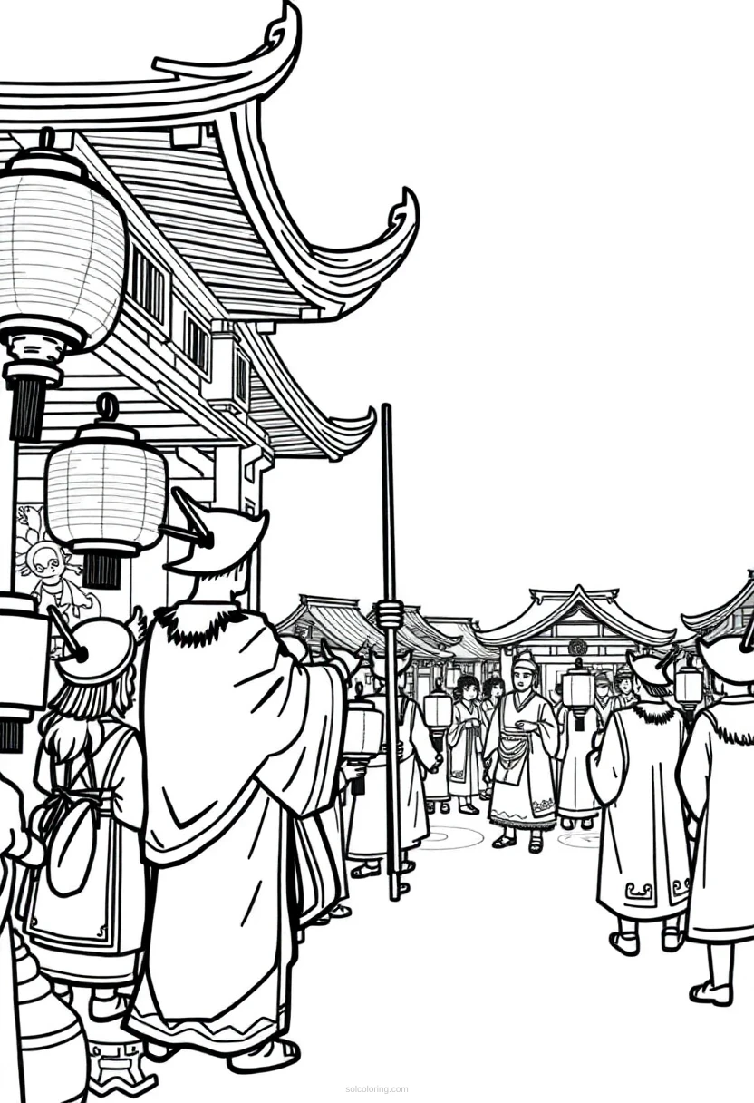 Japanese Lantern Festival coloring page for kids