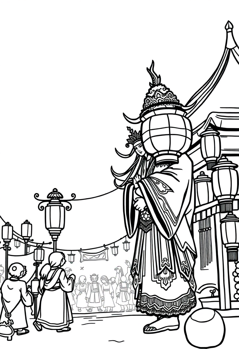 Japanese Lantern Festival coloring page, free printable