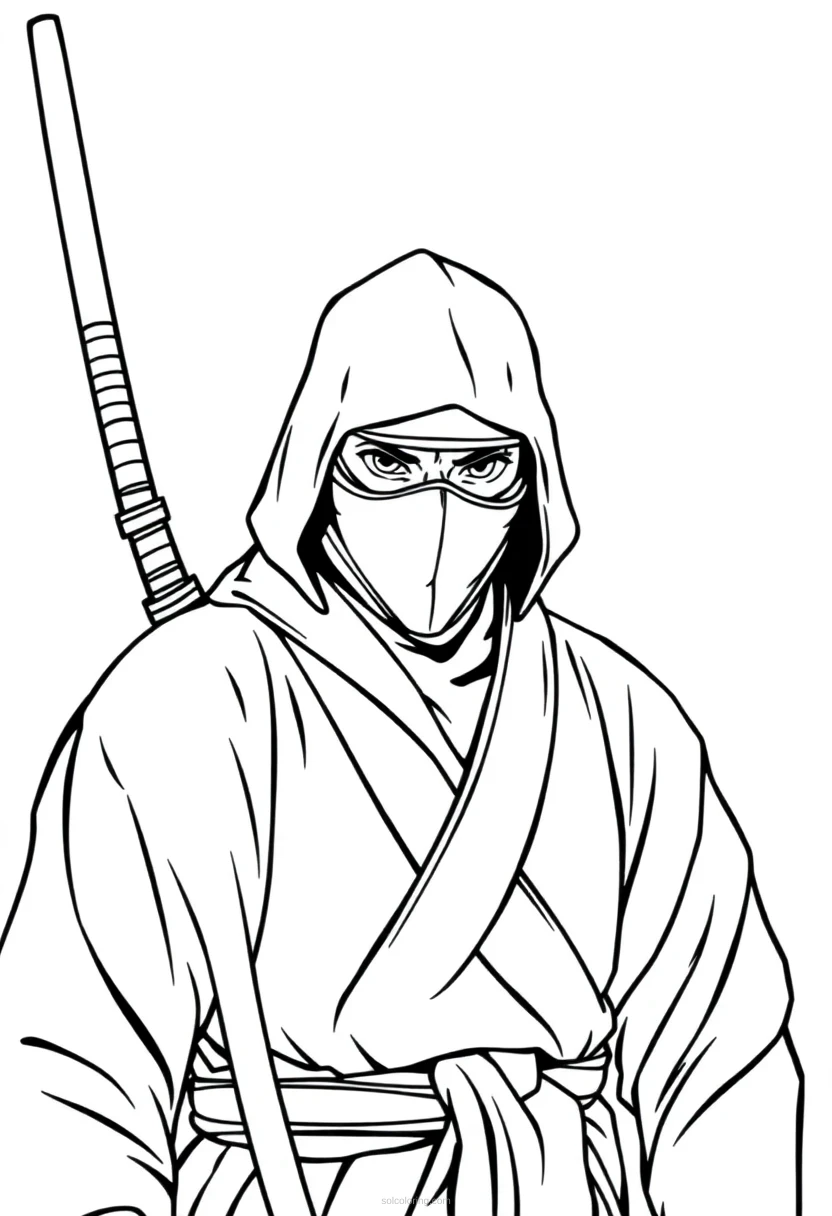 Japanese Ninja Warrior coloring page for kids
