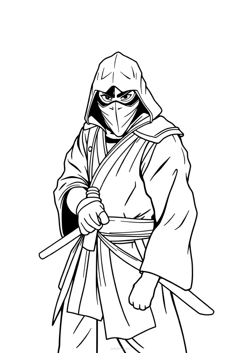 Japanese Ninja Warrior coloring page for kids