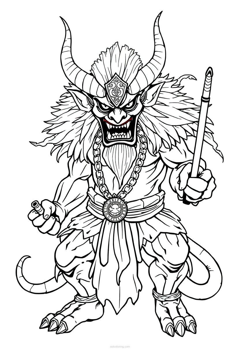 Japanese Oni Demon coloring page for kids