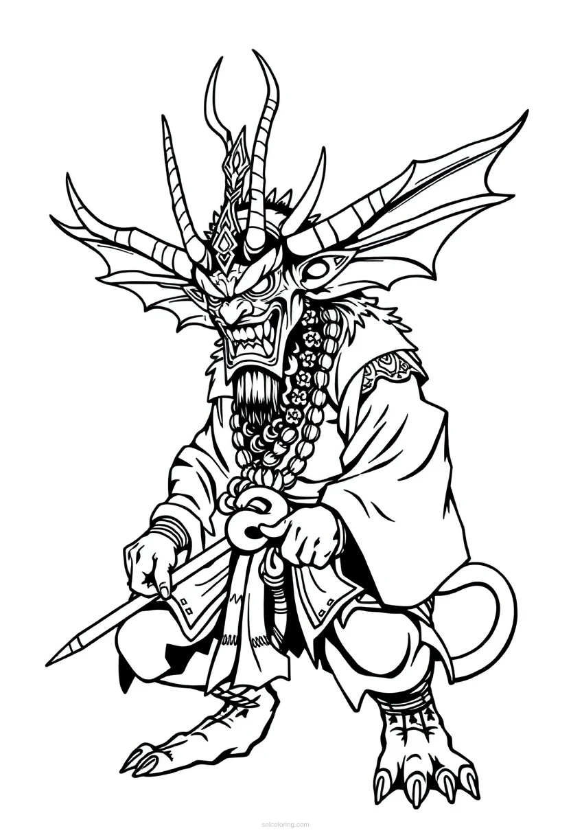 Japanese Oni Demon coloring page for kids