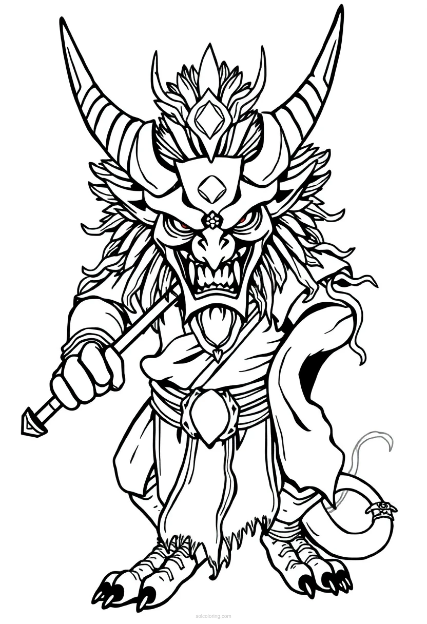 Japanese Oni Demon coloring page for kids