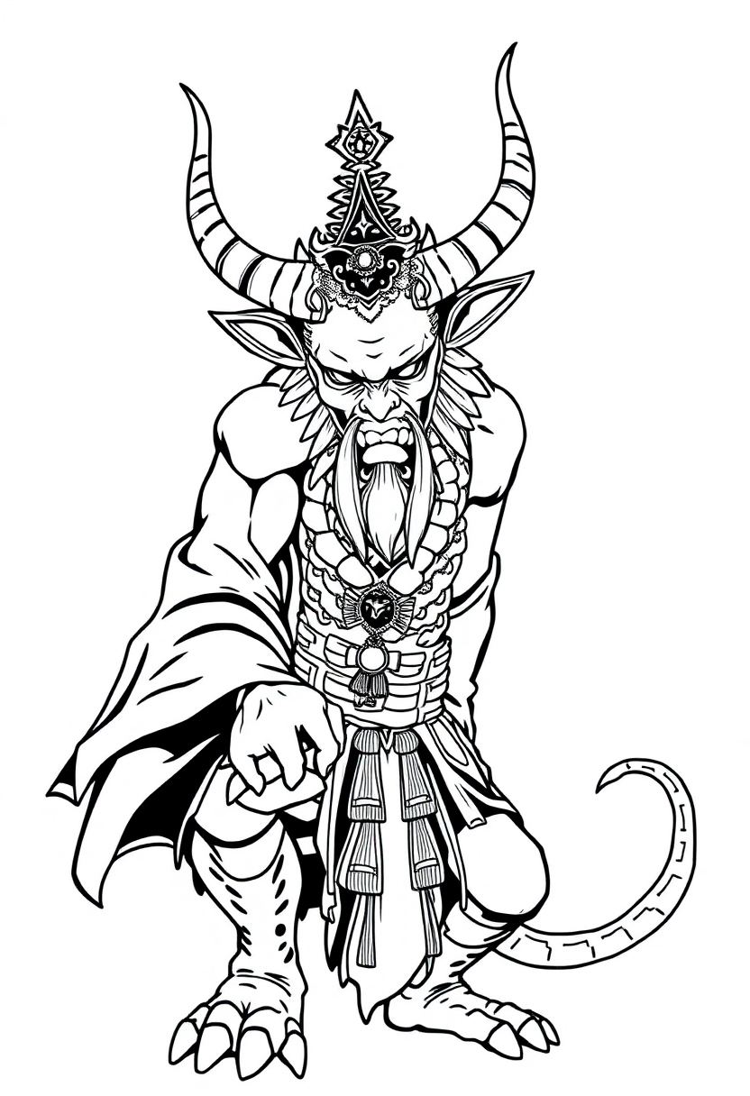 Japanese Oni Demon coloring page, free printable