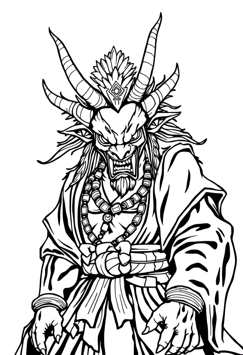 Japanese Oni Demon coloring page, free printable