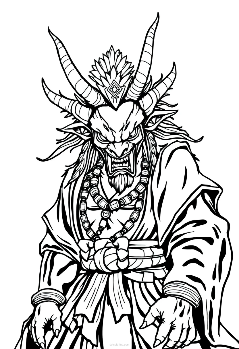 Japanese Oni Demon coloring page for kids