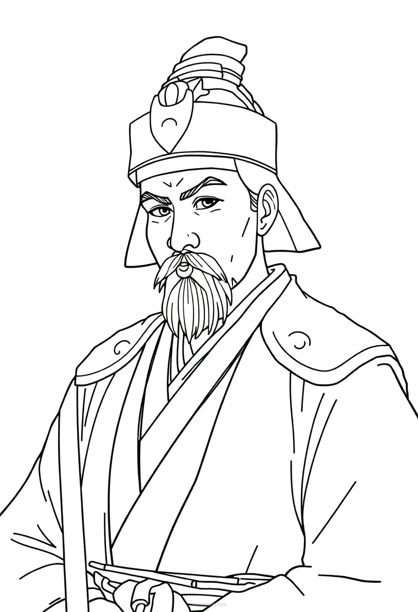 Japanese Shogun coloring page for kids