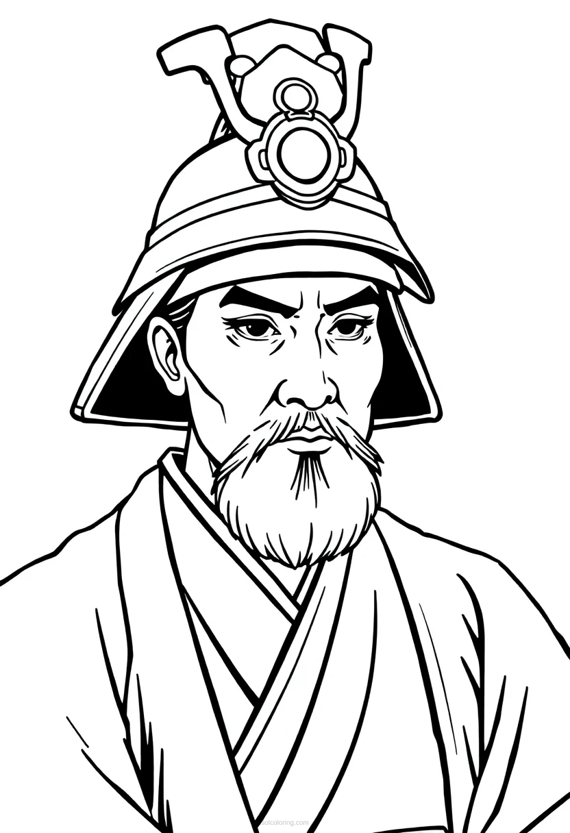 Japanese Shogun coloring page for kids