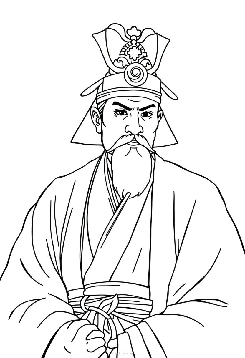 Japanese Shogun coloring page for kids