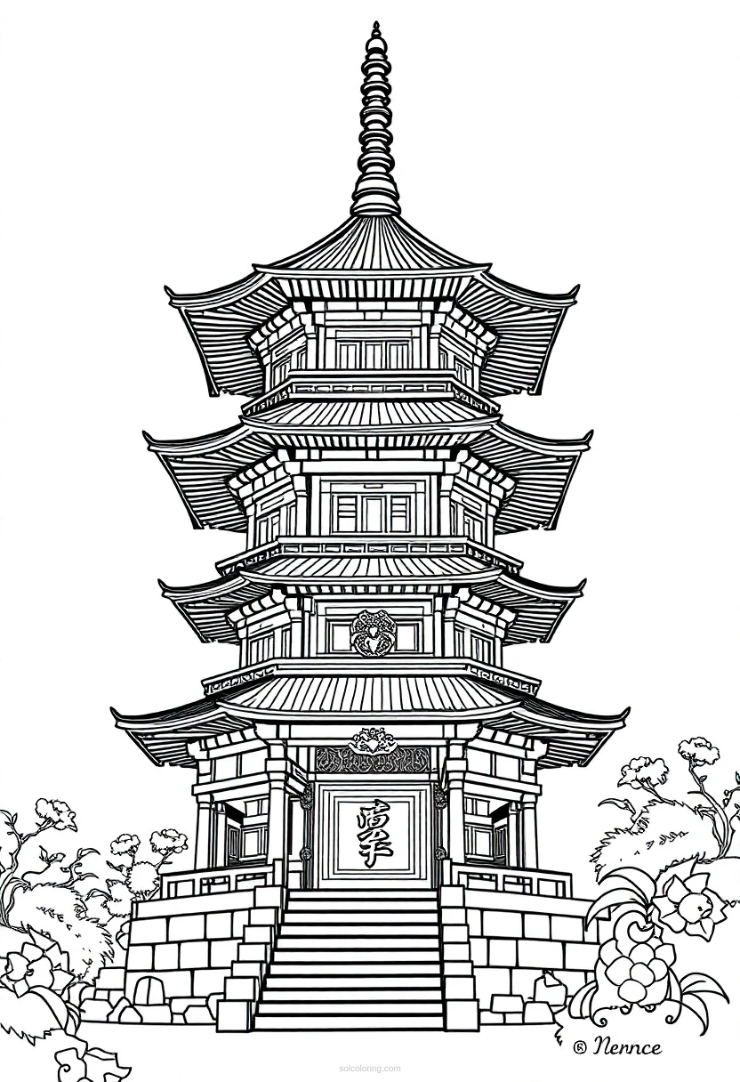 Japanese Temple Pagoda coloring pages