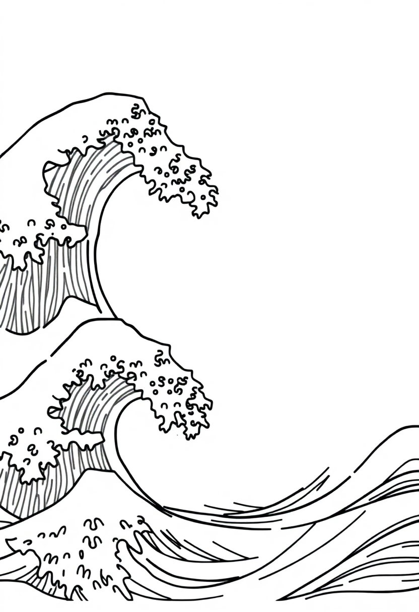 Japanese Wave Motifs coloring page, free printable