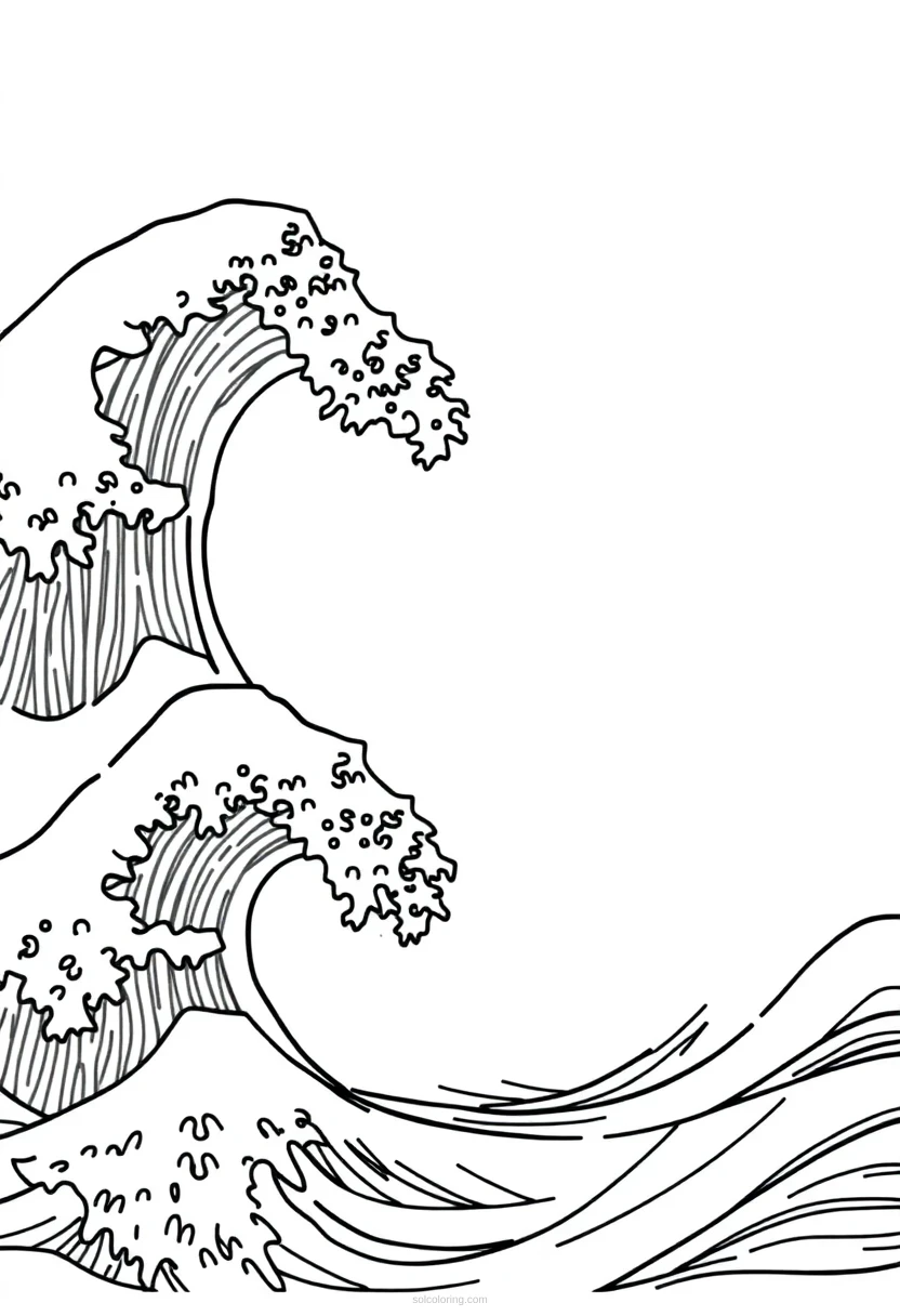 Japanese Wave Motifs coloring page for kids