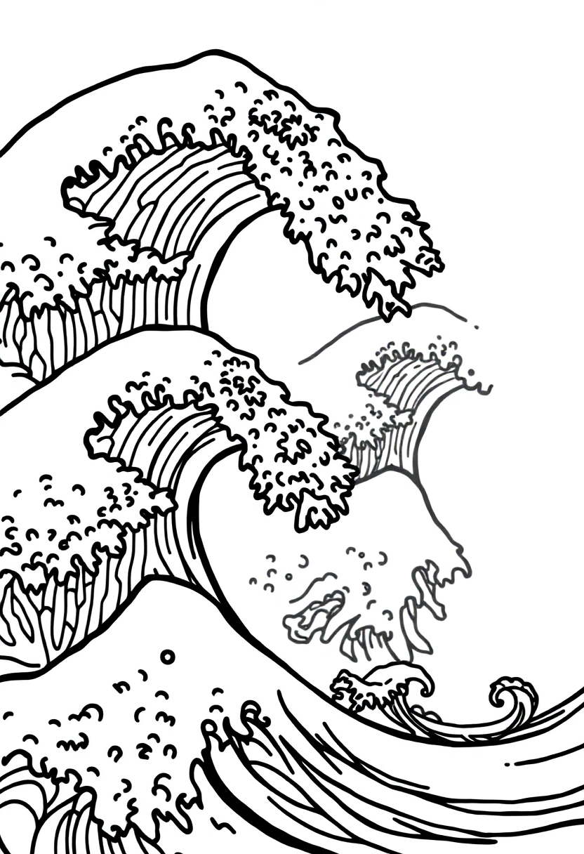 Japanese Wave Motifs coloring pages