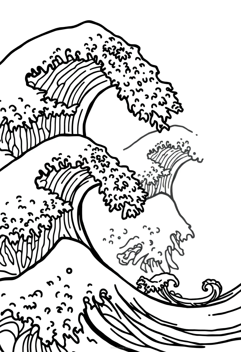 Japanese Wave Motifs coloring pages