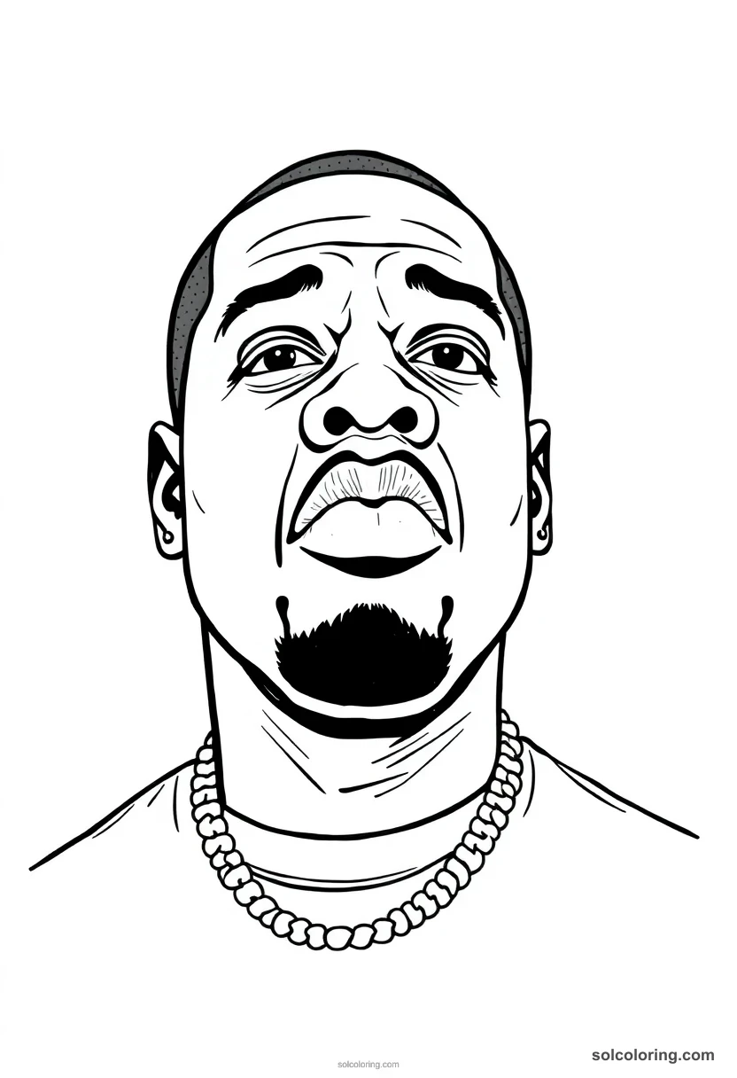 Caricature Jay-Z caricature coloring page for kids