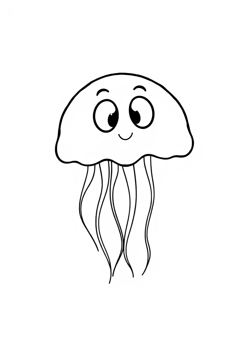 Jellyfish coloring page, free printable