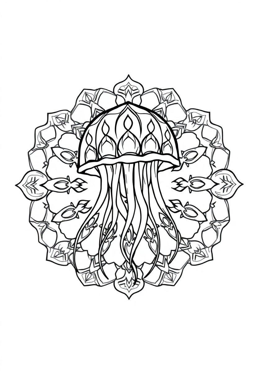Jellyfish coloring page, free printable