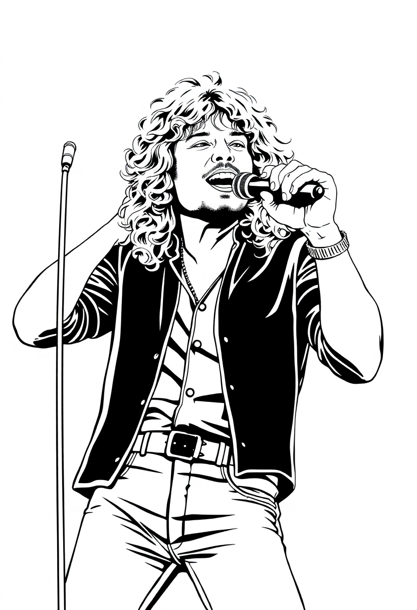 Jim Morrison Performing coloring page, free printable