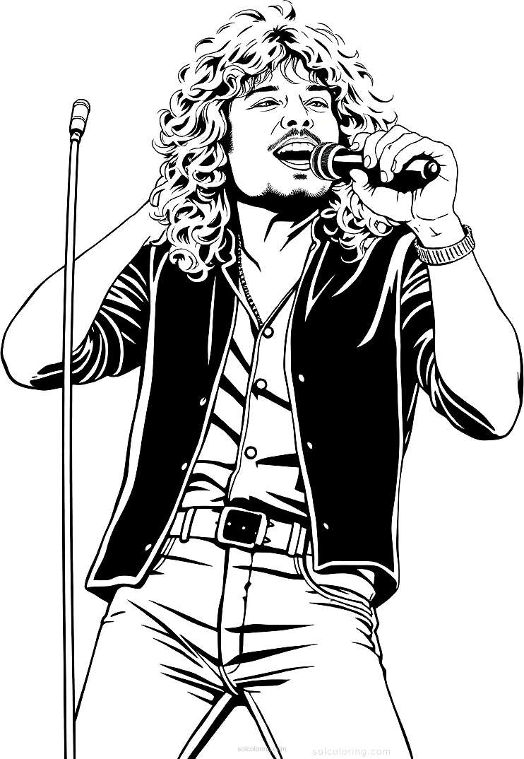 Jim Morrison Performing coloring page for kids