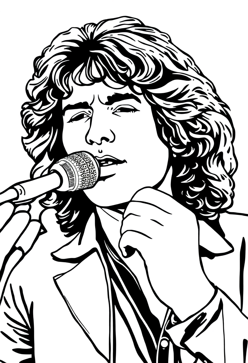 Jim Morrison Performing coloring page, free printable