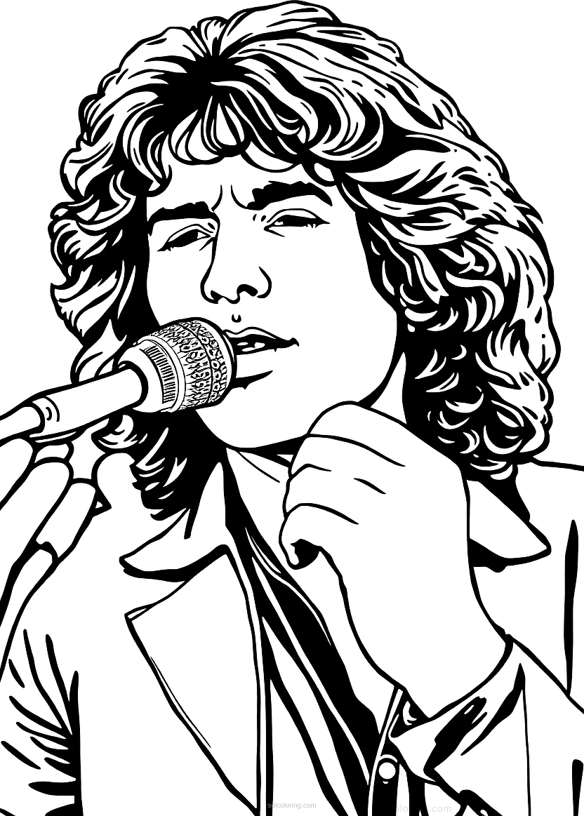 Jim Morrison Performing coloring page for kids