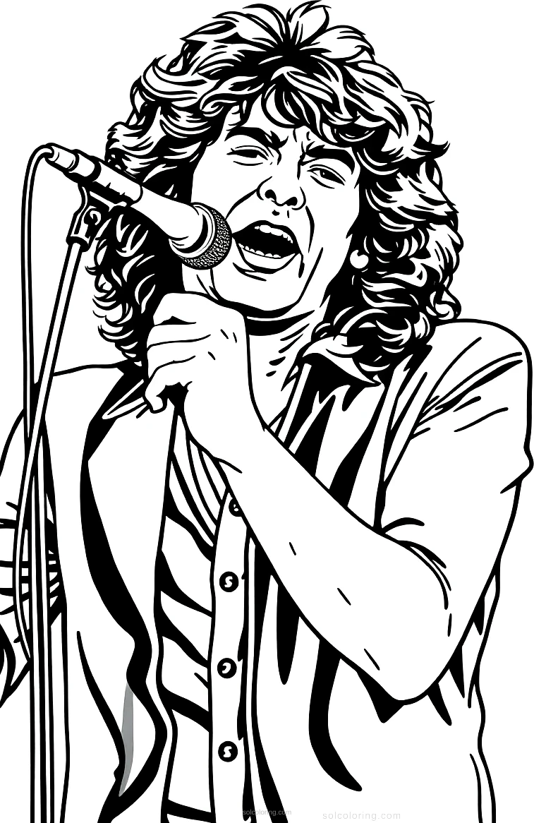 Jim Morrison Performing coloring pages