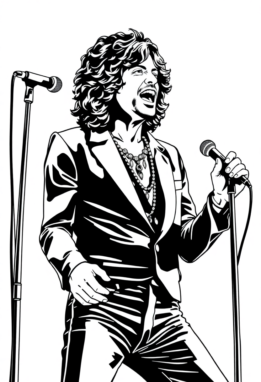 Jim Morrison Performing coloring page, free printable