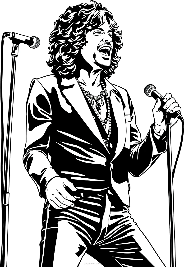 Jim Morrison Performing coloring page for kids