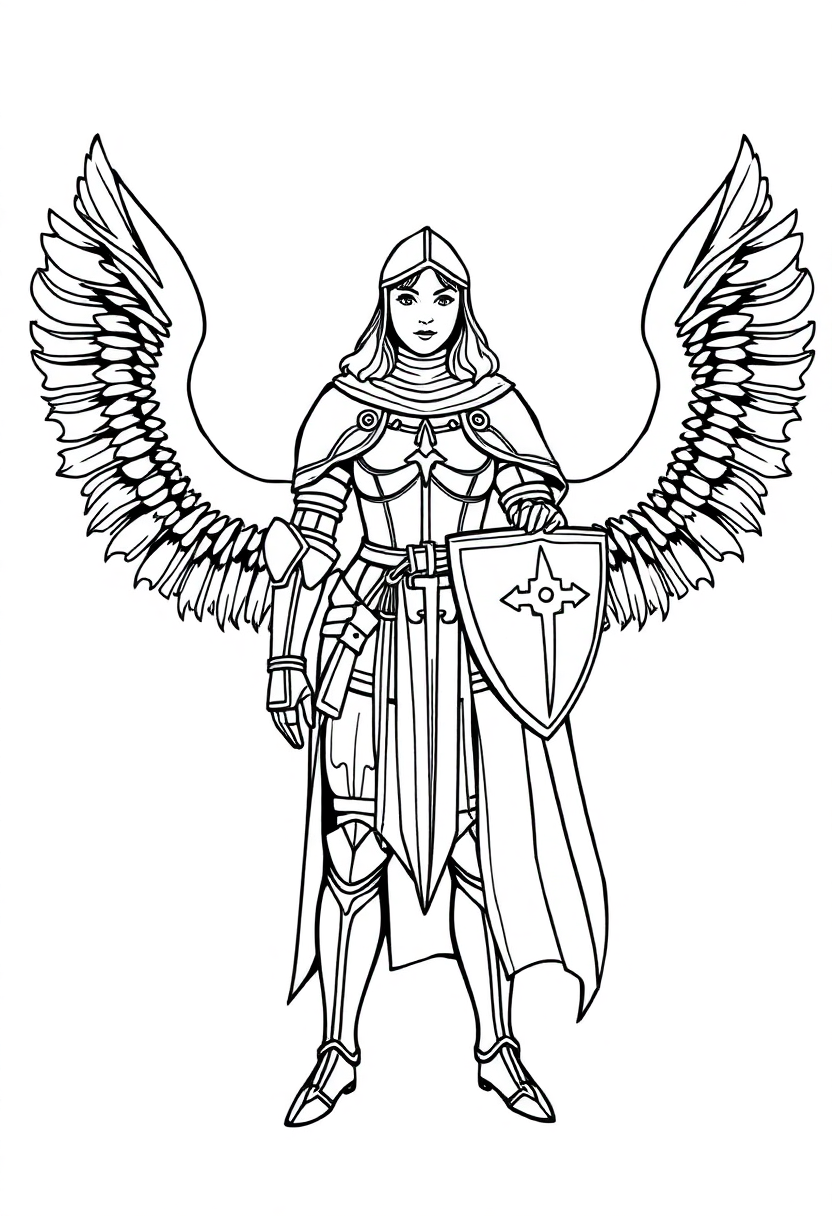 Joan of Arc with Armor coloring page, free printable
