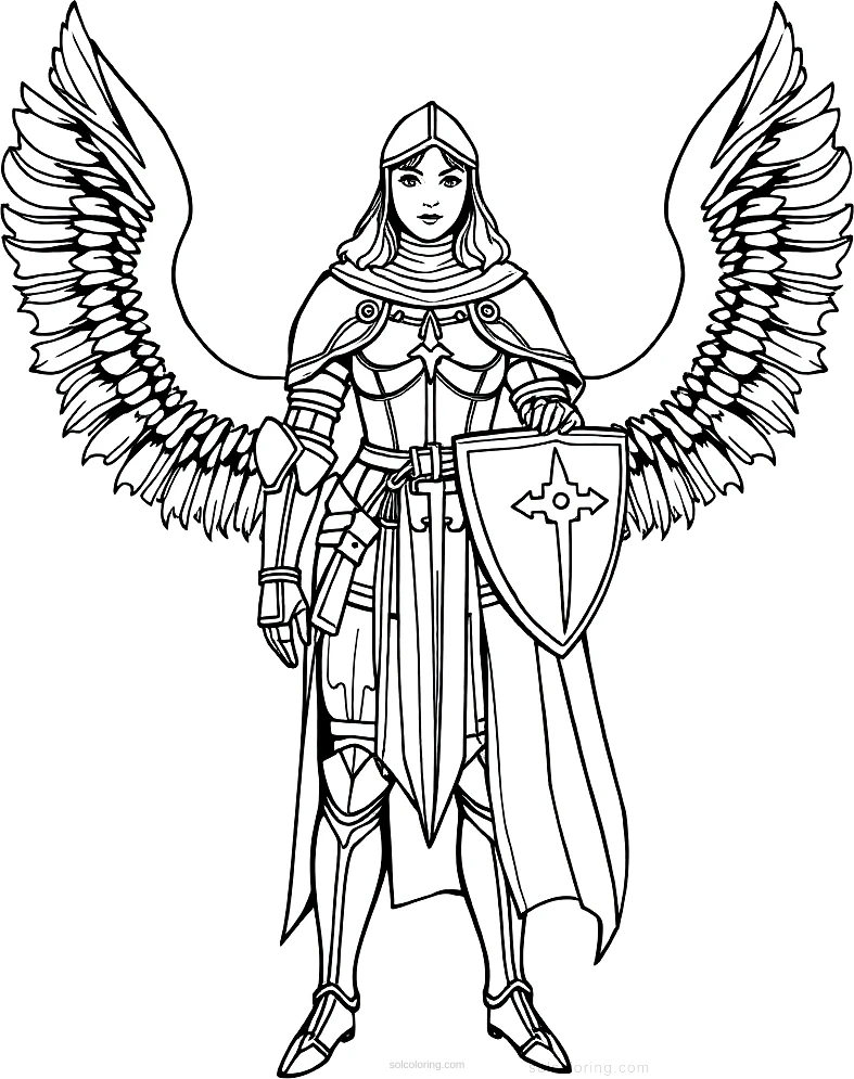 Joan of Arc with Armor coloring page for kids