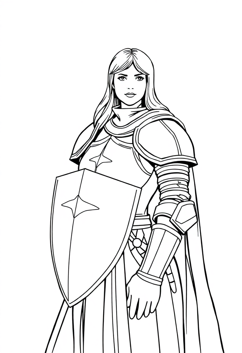 Joan of Arc with Armor coloring page, free printable