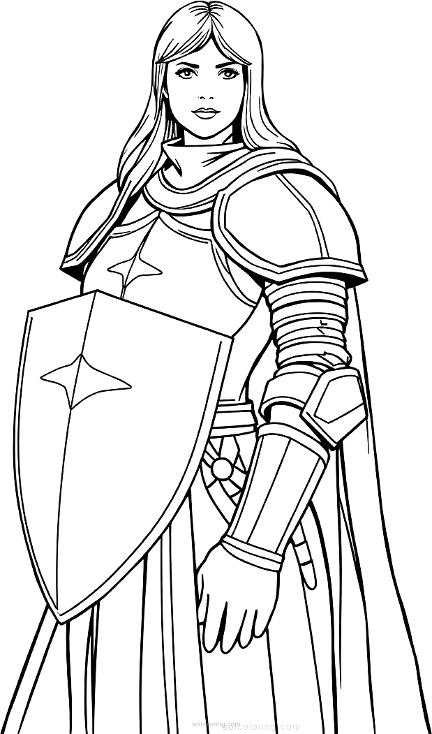 Joan of Arc with Armor coloring page for kids