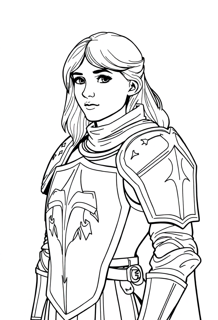 Joan of Arc with Armor coloring page, free printable