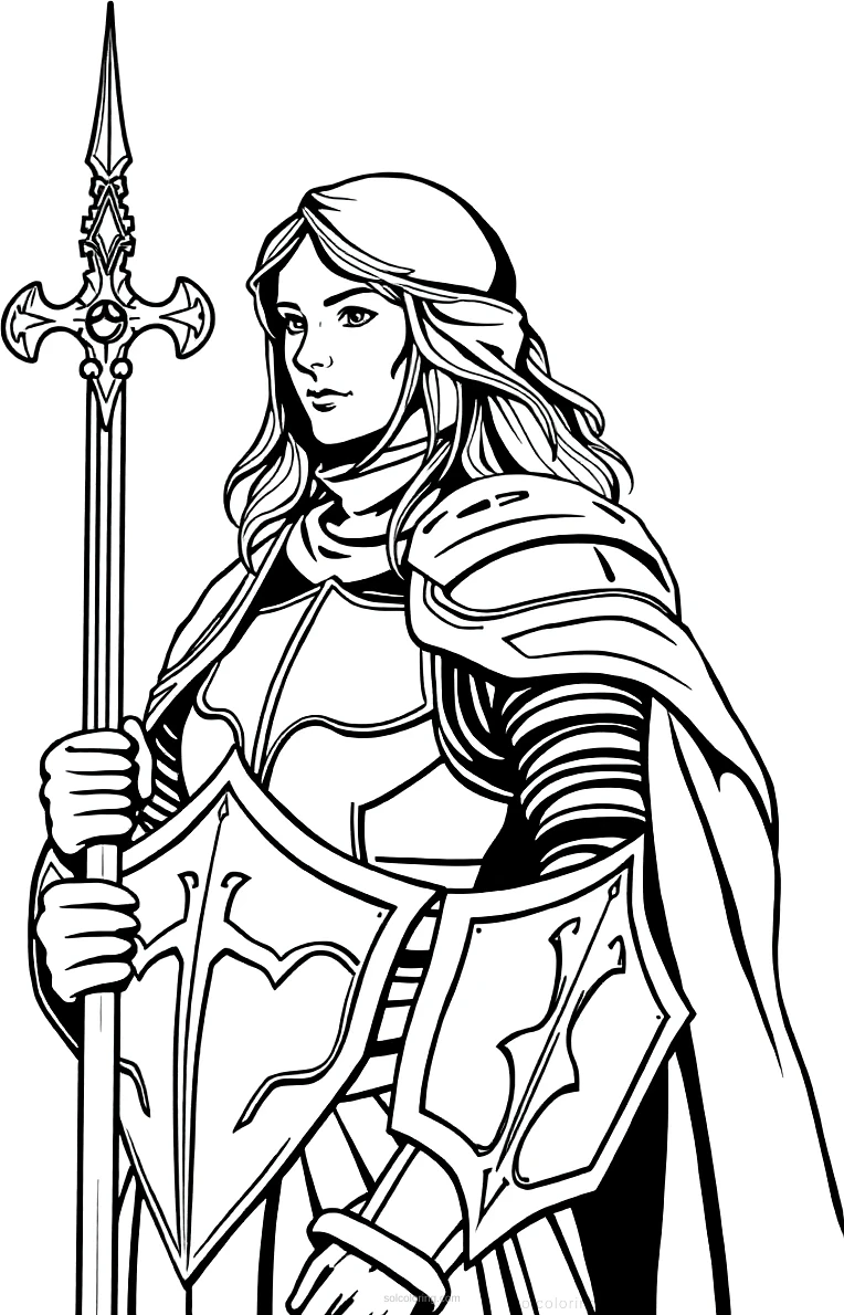 Joan of Arc with Armor coloring page for kids