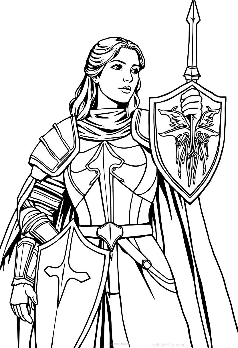 Joan of Arc with Armor coloring page for kids
