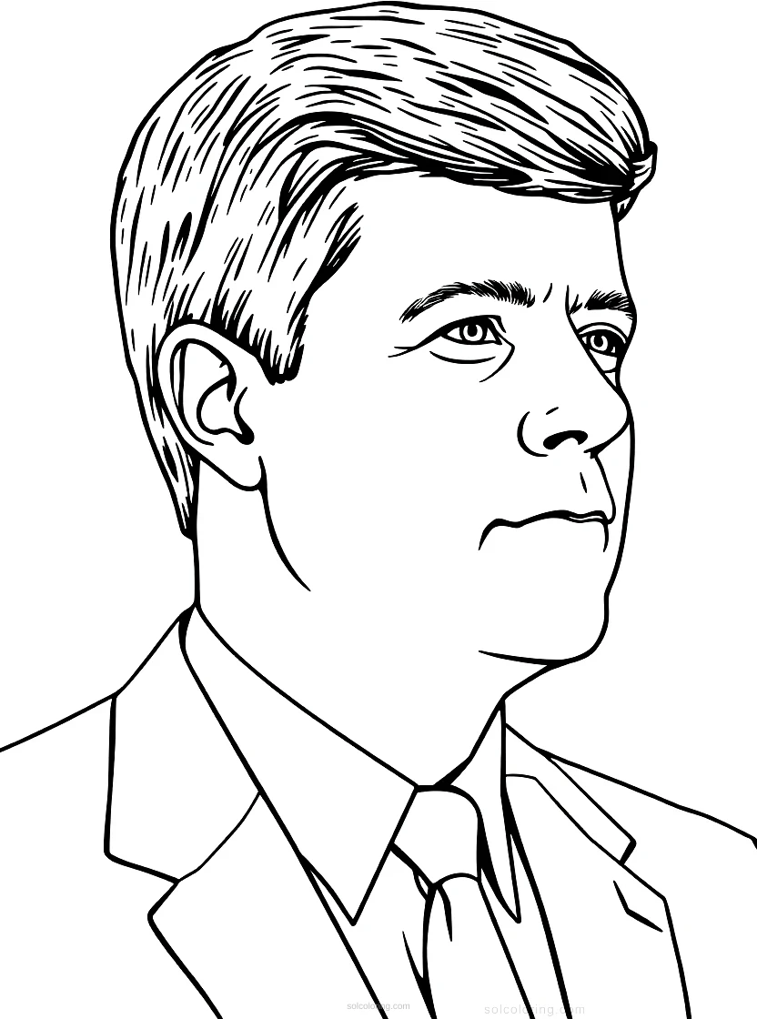 John F Kennedy Profile coloring page for kids