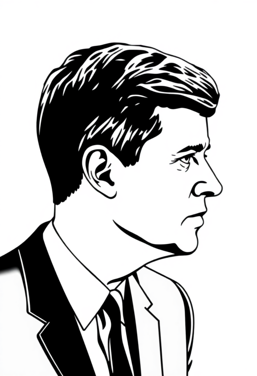 John F Kennedy Profile coloring page, free printable