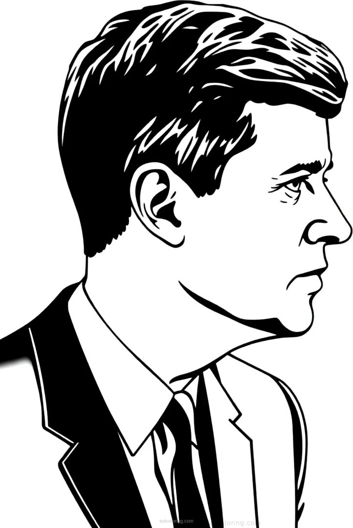 John F Kennedy Profile coloring page for kids
