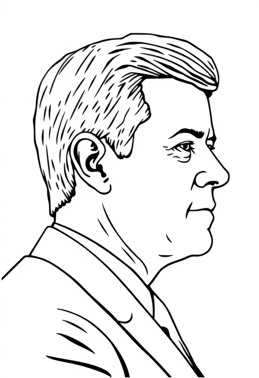 John F Kennedy Profile coloring page, free printable