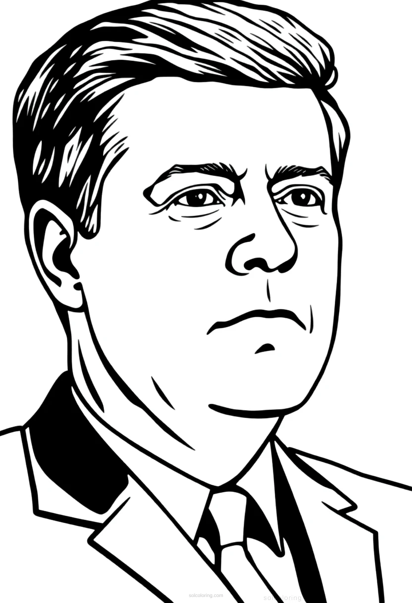 John F Kennedy Profile coloring page for kids